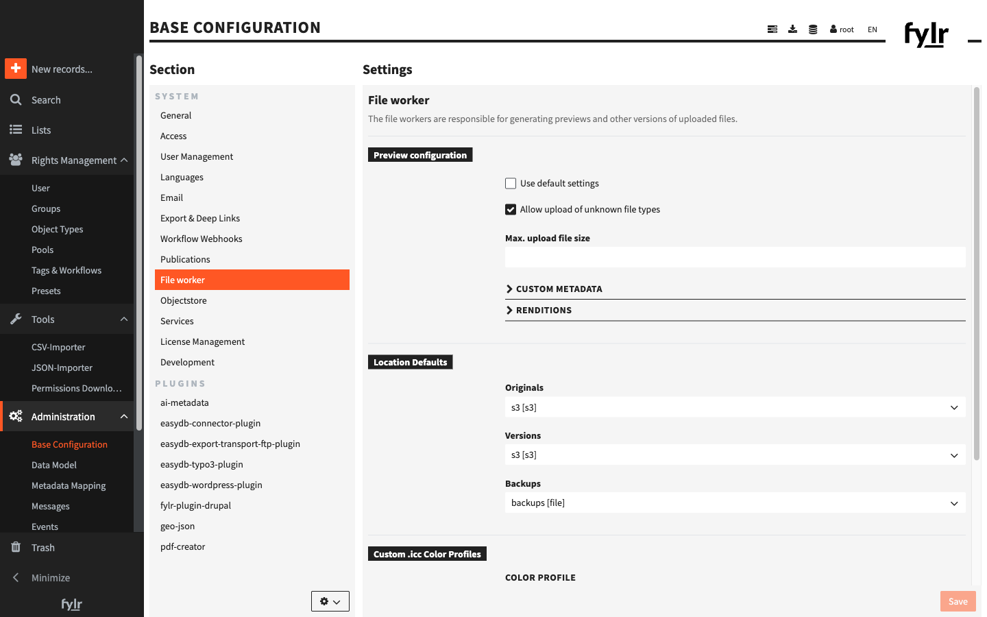 The File Worker section of the base configuration